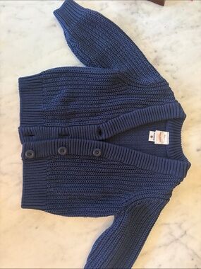 Hanna Andersson Deep Blue Ribbed Knit Cardigan